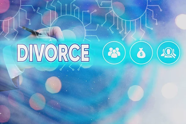 Konzeptionelle Handschrift, die die Scheidung zeigt. Geschäftstext Rechtliche Auflösung der Trennung von der Ehe Unstimmigkeiten. — Stockfoto