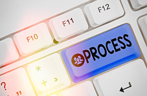 Conceptual hand writing showing Process. Business photo showcasing Standard procedures how to handle a particular job rules system.