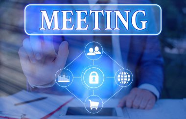 Buluşmayı gösteren mesaj işareti. Belirli bir amaç için veya resmi tartışma için gösterilen kavramsal fotoğraf derlemesi.