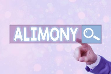 Alimony 'yi gösteren bir not yazıyorum. Mahkeme kararıyla boşandıktan sonra karısına ya da kocasına ödenmiş iş fotoğrafı..