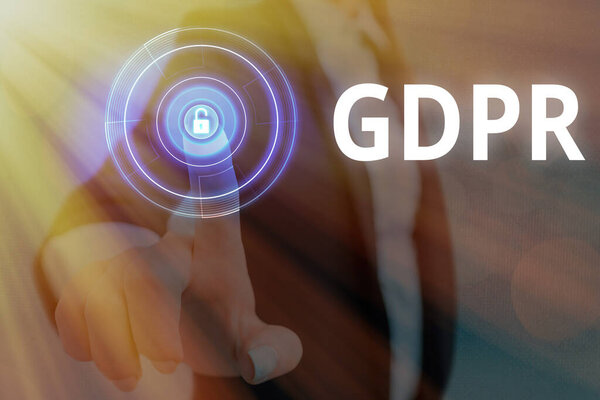 Writing note showing Gdpr. Business photo showcasing regulation that protect the demonstratingal data and privacy of EU citizens.