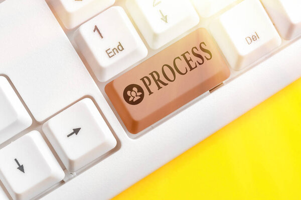 Conceptual hand writing showing Process. Business photo showcasing Standard procedures how to handle a particular job rules system.
