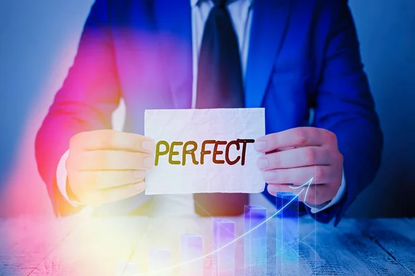 Word writing text Perfect. Business concept for Having all required desirable elements qualities characteristics. — Stock Photo, Image