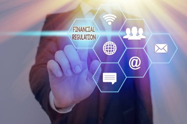Finansal düzenlemeleri gösteren kavramsal el yazısı. İş fotoğrafı metni Finans Sistemi 'nin bütünlüğünü korumayı amaçlıyor.