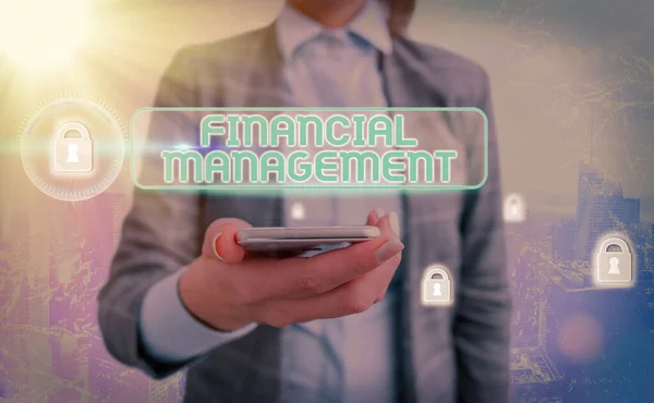 Textová značka ukazující finanční řízení. Koncepční foto efektivní a efektivní způsob, jak spravovat peníze a fondy. — Stock fotografie
