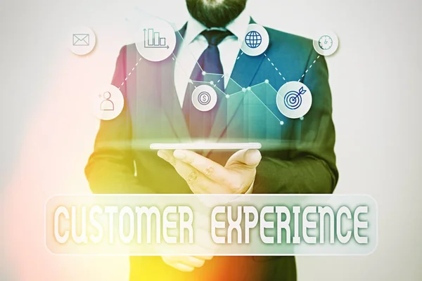 Nota escrita que muestra la experiencia del cliente. Foto comercial que muestra la interacción entre el cliente satisfecho y la organización . — Foto de Stock