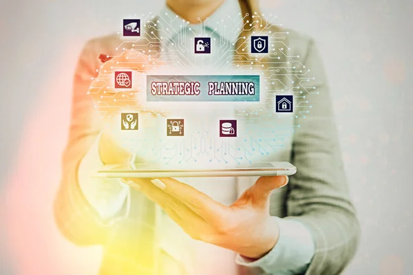 Signo de texto que muestra Planificación Estratégica. Foto conceptual Gestión Organizacional Actividad Operación Prioridades . — Foto de Stock