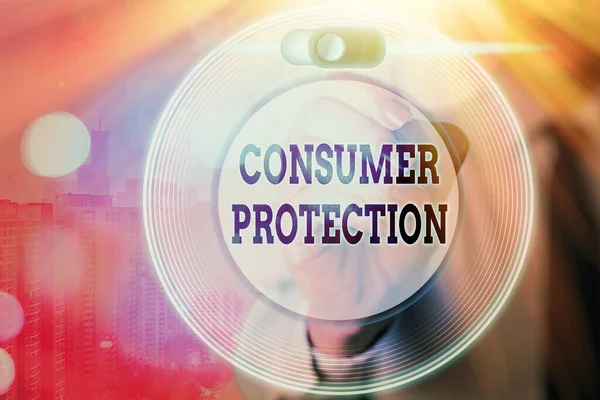 Ecriture conceptuelle montrant la protection des consommateurs. Photo d'affaires présentant les lois sur le commerce équitable pour assurer la protection des droits des consommateurs . — Photo