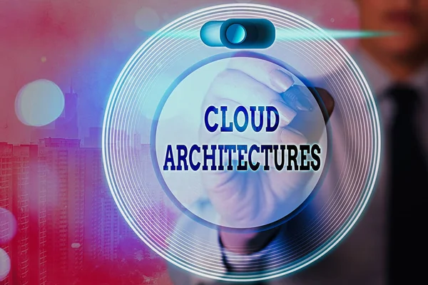 Ecriture conceptuelle montrant Cloud Architectures. Photo d'affaires présentant diverses bases de données techniques Logiciels Applications . — Photo