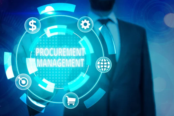 Tedarik Yönetimini gösteren kavramsal el yazısı. Dış Kaynaklardan Mal ve Hizmetler satın alan iş fotoğrafı metni.