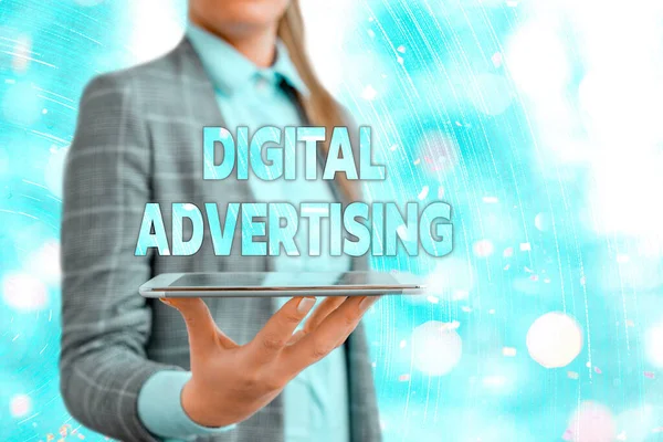 Escritura manual conceptual que muestra publicidad digital. Foto de negocios mostrando Marketing Online Entregar mensajes promocionales Campaña . — Foto de Stock