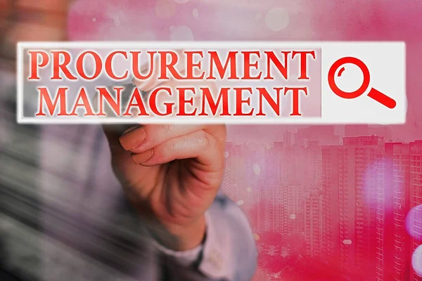 Word writing text Procurement Management. Geschäftskonzept für den Kauf von Waren und Dienstleistungen aus externen Quellen. — Stockfoto