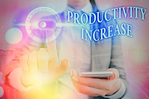 Schrijfbriefje met productiviteitsstijging. Zakelijke foto presentatie krijgen meer dingen gedaan Output per eenheid van Product Input. — Stockfoto