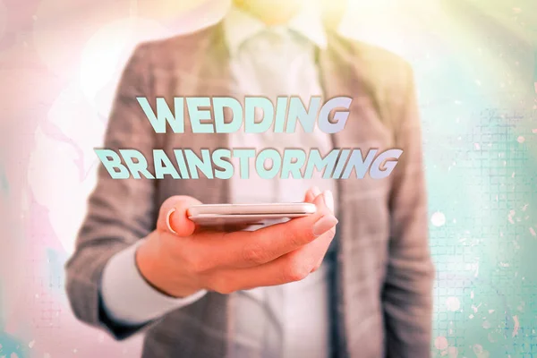 Konzeptionelle Handschrift, die Wedding Brainstorming zeigt. Business-Foto zeigt Heiraten in einer sparsamen Zerschlagung der Bank. — Stockfoto