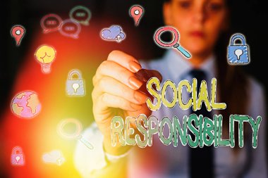 El yazısı, sosyal sorumluluk mesajı. Kavram demek, Toplumun Hayattaki Yararlarına İlişkin Sorumluluk demek..