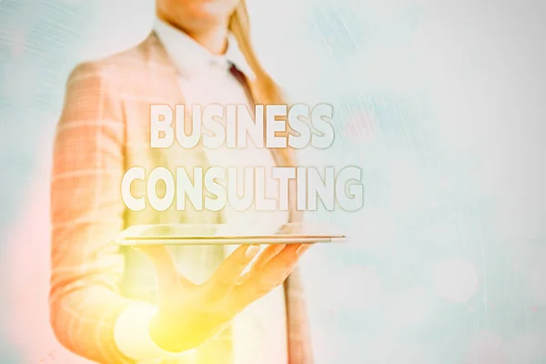 Escrita de mão conceitual mostrando Business Consulting. Foto de negócios mostrando Blends Prática de Expertise Teórica Acadêmica . — Fotografia de Stock