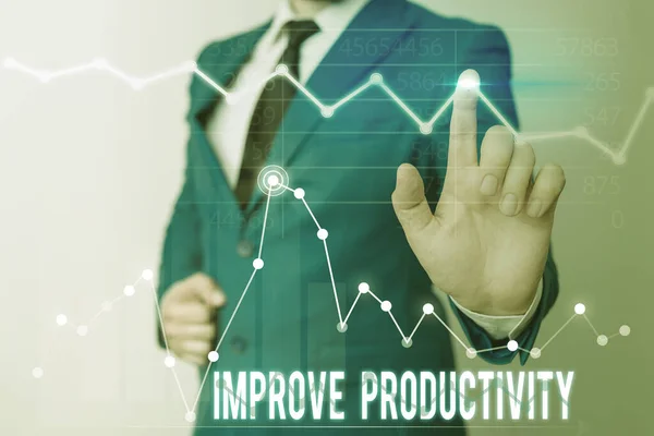 Tekst schrijven Verbeter de productiviteit. Bedrijfsconcept voor het verbeteren van de kwaliteit van de input tijd en prestaties. — Stockfoto