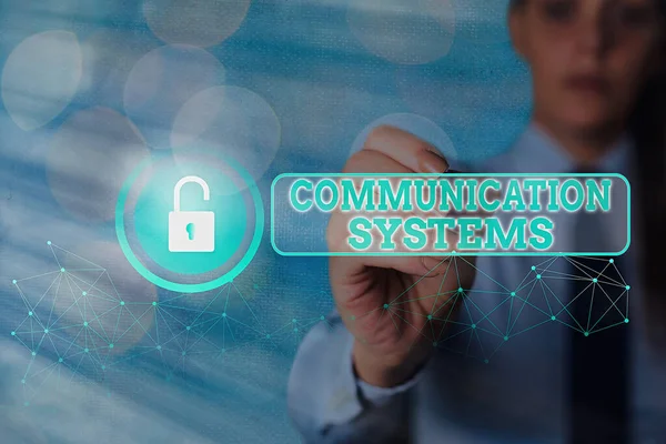 Word writing text Communication Systems. Business concept for Flow of Information use of Machine to transmit signals. — Stock Photo, Image