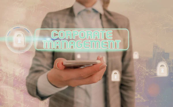 Tekstbord met Corporate Management. Conceptuele foto alle niveaus van Managerial Personeel en Excutives. — Stockfoto