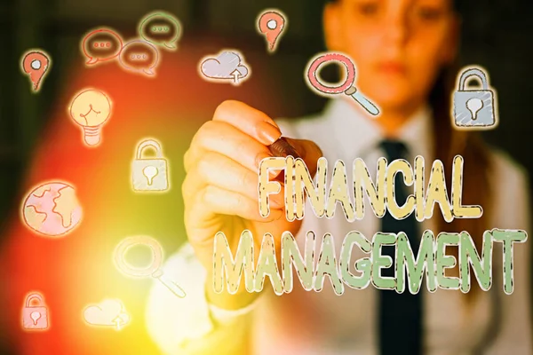 Rukopis Finanční management. Koncepce znamená efektivní a efektivní způsob, jak spravovat peníze a fondy. — Stock fotografie