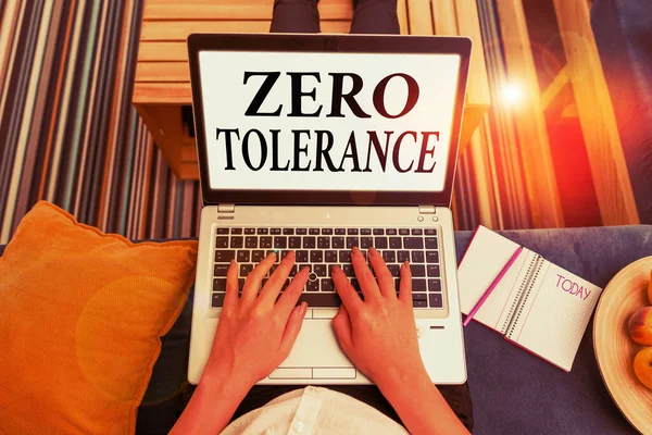 Word writing text Zero Tolerance. Business concept for refusal to accept antisocial behaviour or improper behaviour.