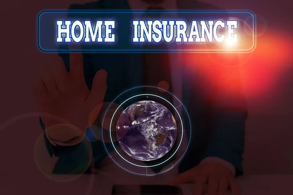 Εννοιολογική γραφή χέρι δείχνει Home Insurance. Business photo showcasing it covers loss and damage to an individual s is house Στοιχεία αυτής της εικόνας από τη Nasa. — Φωτογραφία Αρχείου