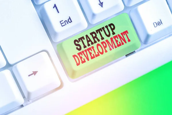 Conceptual hand writing showing Startup Development. Business photo text efficiently develop and validate scalable business model. — Stock Photo, Image
