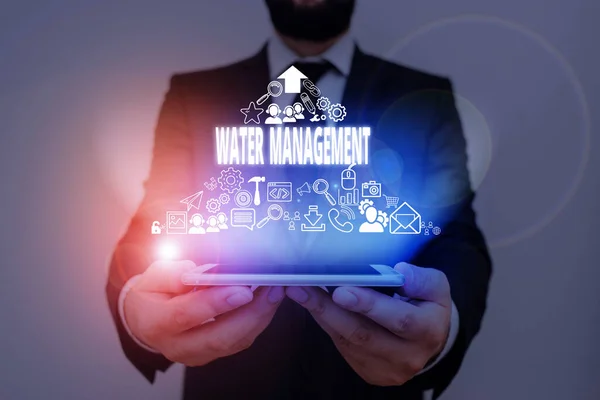Konceptuell handstil som visar vattenhantering. Företagsfoto text optimal användning av vattenresurser under definierade vattenpolitik. — Stockfoto