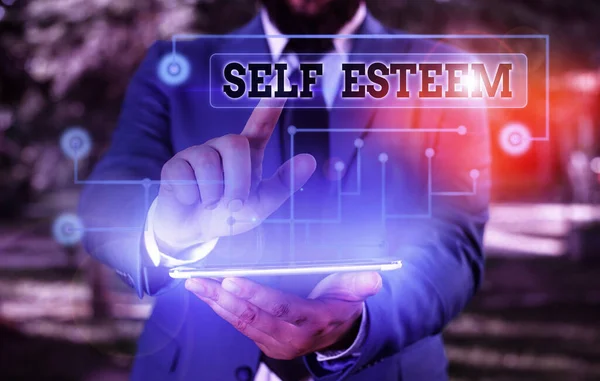 Conceptual hand writing showing Self Esteem. Business photo text a feeling of having respect for yourself and your abilities. — Stock fotografie