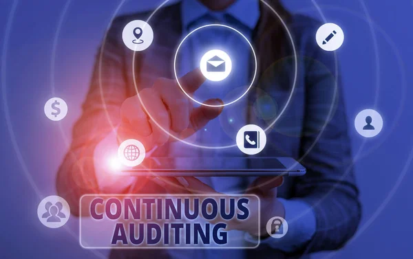 Conceptual hand writing showing Continuous Auditing. Business photo text Internal process that examines accounting practices. — Stockfoto