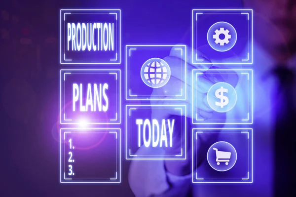 Conceptual hand writing showing Production Plans. Business photo text deciding how to go about producing a particular product.