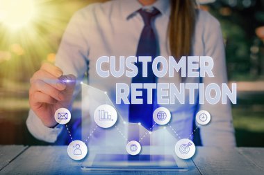 Müşteri Saklama 'yı gösteren mesaj işareti. Kavramsal fotoğraf Sadık müşterileri elde tutmak.