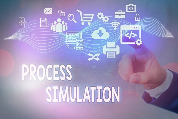 Ecriture conceptuelle montrant la simulation de processus. Business photo text Représentation technique Fabrication Etude d'un système . — Photo