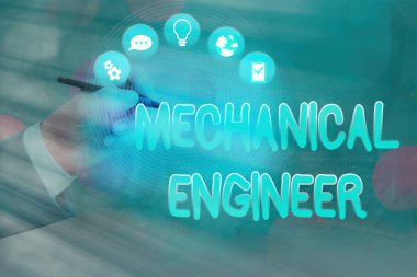 Makine Mühendisini gösteren metin işareti. Mekanik Sistem Uygulamalı Mühendislik Disiplini.