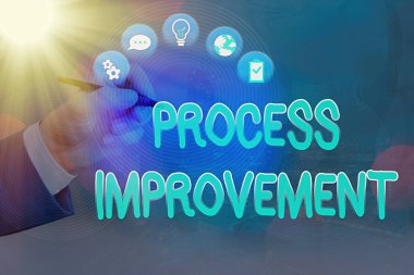 Metin işareti Süreç Geliştirme 'yi gösteriyor. Konsept fotoğraf optimizasyonu Yeni Kota Kalitesi Standardıyla Karşılaşır.