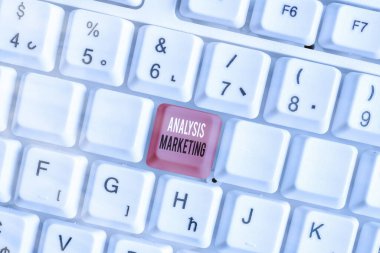 Kelime yazma metni analiz pazarlama. Bir pazarın nicel ve nitel değerlendirmesi için iş konsepti.