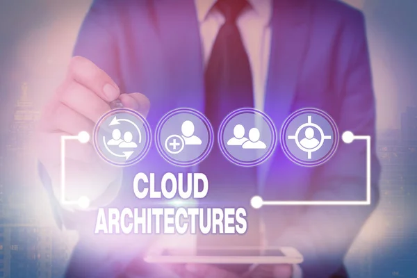 Escritura a mano de texto Cloud Architectures. Concepto que significa Varias Bases de Datos Ingeniadas Aplicaciones de Softwares . — Foto de Stock