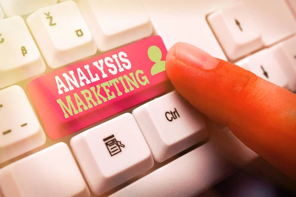 Analisi del testo calligrafia Marketing. Concetto che significa Valutazione quantitativa e qualitativa di un mercato . — Foto Stock