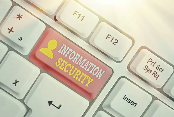 Textzeichen für Informationssicherheit. Konzeptfoto INFOSEC verhindert, dass unbefugter Zugriff geschützt wird. — Stockfoto