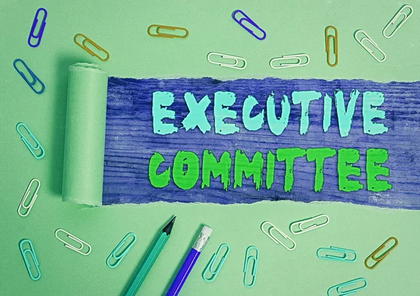 Manuscrito texto escrevendo Comitê Executivo. Conceito significado Grupo de Diretores nomeado Tem Autoridade nas Decisões . — Fotografia de Stock