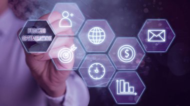 Kelime yazma Süreci İyimserleştirmesi. Organizasyonların Verimliliğini Artırmak İçin İş Konsepti.