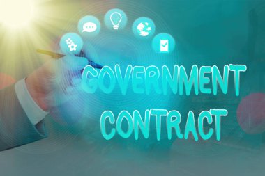 Hükümet Sözleşmesi 'ni gösteren bir mesaj. Yönetime Hizmet Satma Konsepti Fotoğraf Anlaşması Süreci.