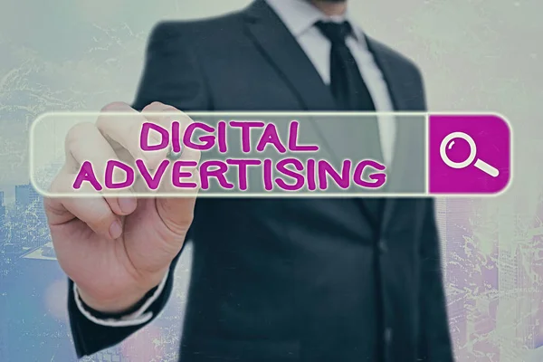 Word writing text Digital Advertising. Business concept for Online Marketing Deliver Promotional Messages Campaign.