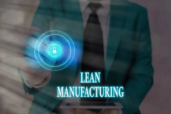 Escritura a mano escritura de texto Lean Manufacturing. Concepto que significa Minimización de Residuos sin sacrificar la productividad . — Foto de Stock