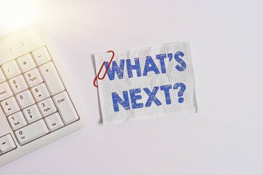 Sıradaki soruyu gösteren bir not yazıyorum. İş fotoğrafı gösterimi Bilgi Al Probes Sorgulamasını Sorgula Beyaz PC klavyesini beyaz arkaplanın üzerinde boş not kağıdı ile keşfet.