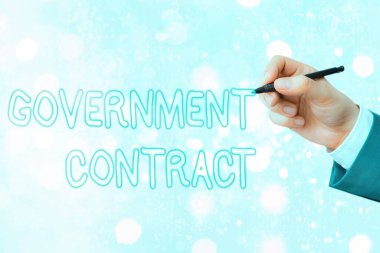 Hükümet Sözleşmesi 'ni gösteren kavramsal el yazısı. İş fotoğrafı metni İdareye Hizmet Satma Süreci.