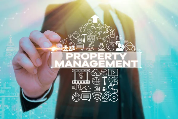 Handschrift tekst Property Management. Concept betekent Toezicht op de waarde van de faciliteit voor het behoud van onroerend goed. — Stockfoto