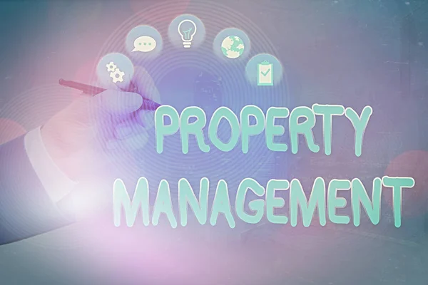 Sinal de texto mostrando Property Management. Foto conceitual Supervisão de Imóveis Valor preservado da Facilidade . — Fotografia de Stock