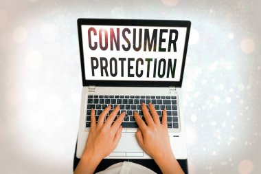 Writing note showing Consumer Protection. Business photo showcasing Fair Trade Laws to ensure Consumers Rights Protection. clipart