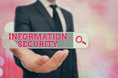Bilgi Güvenliğini gösteren kavramsal el yazısı. İş fotoğrafı metni INFOSEC İzinsiz Erişimin Korunmasını Önlüyor.